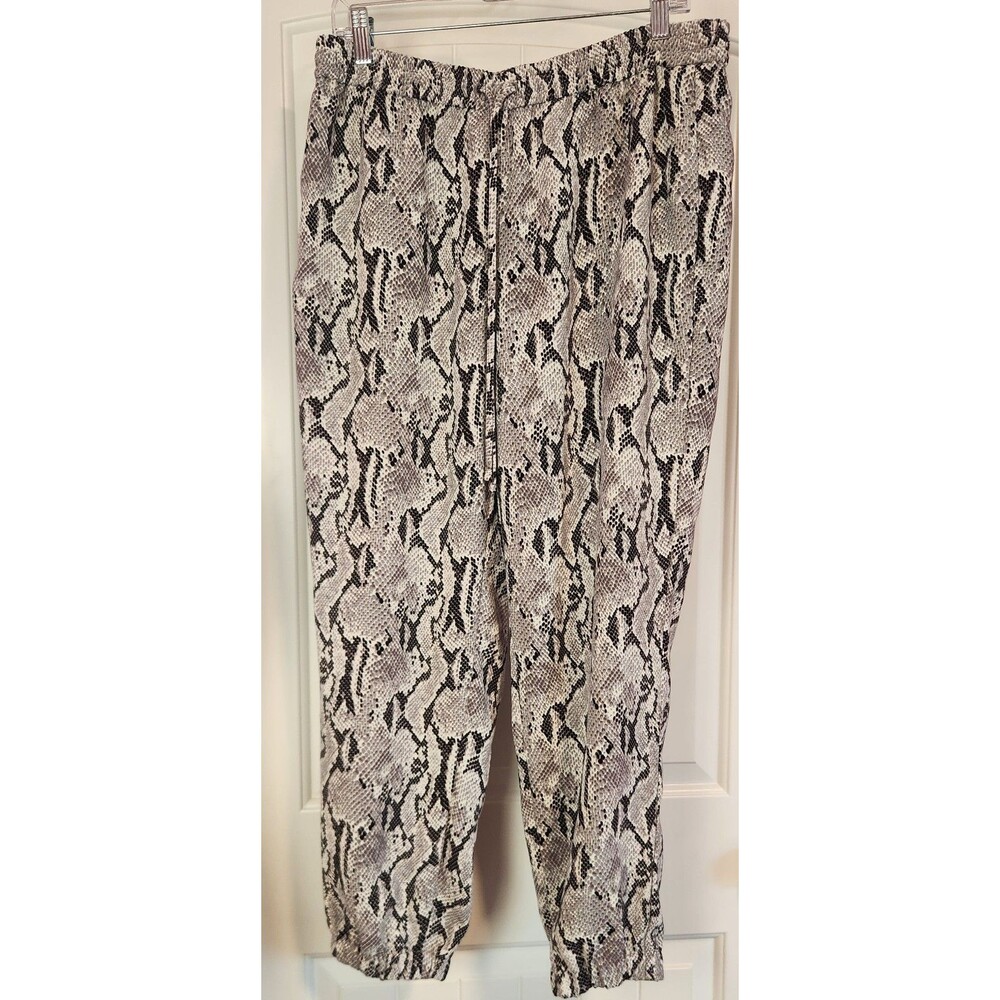 Express Snakeprint Joggers Pants High Rise Black Gray White Womens L Lightweight